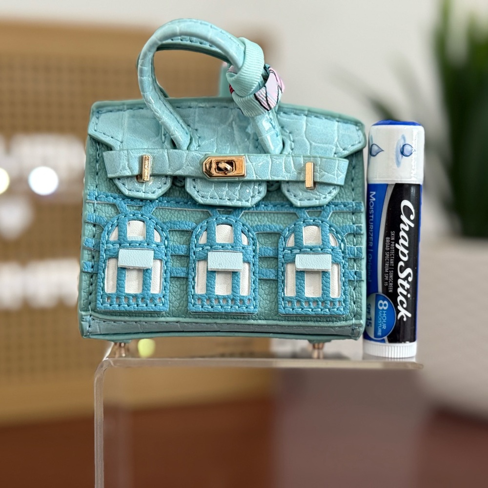 New Mini Designer Cyan blue Handbag bag charm keychain - Picture 6 of 10